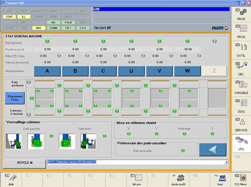 Numerous HMI pages necessary for the control of the machine. Numerous HMI pages necessary for the control of the machine.