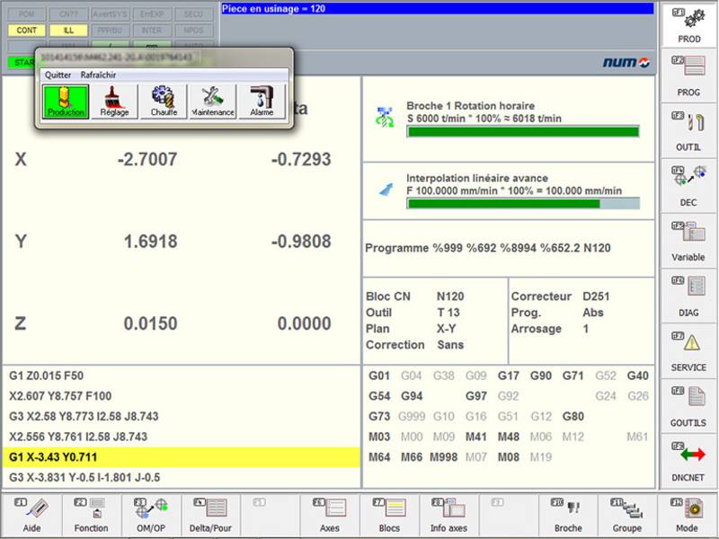 Integration of iCAMNet in NUM HMI in 2 variants. Integration of iCAMNet in NUM HMI in 2 variants.