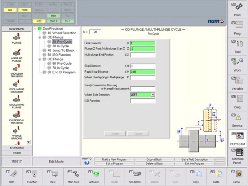Ansicht von NUM Rundschleifen  CNC-Lösungen mit dem flexiblen Softwarepaket  bekannt als PCProCAM. Ansicht von NUM Rundschleifen  CNC-Lösungen mit dem flexiblen Softwarepaket  bekannt als PCProCAM.