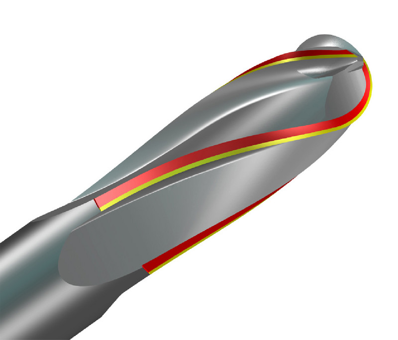 Werkzeugmaschinen mit komplexer Geometrie, wie beispielsweise dieser Vollradiusfräser mit Differenzialdrallkanten und gleichbleibender Stegbreite, lassen sich jetzt mit Hilfe der NUMROTO-Werkzeugschleifsoftware ganz einfach herstellen.