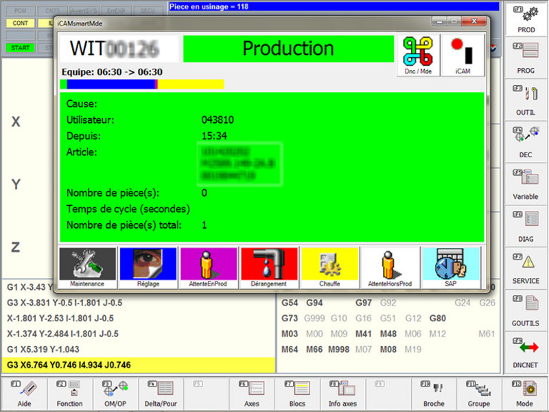 Integration of iCAMNet in NUM HMI in 2 variants. Integration of iCAMNet in NUM HMI in 2 variants.